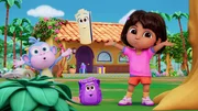 L-R: Asher Colton Spence as the voice of Boots, Anairis Quinones as the voice of Map, Katarina Sky as the voice of Backpack and Diana Zerme&ntilde;o as the voice of Dora in DORA Streaming Paramount+. Photo Credit: Paramount+ &copy;2024 Viacom International Inc. All Rights Reserved. Nickelodeon, Dora and all related titles, logos and characters are trademarks of Viacom International Inc.