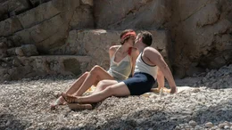l-r: Lucy Smith (Tuppence Middleton), Tom Branson (Allen Leech)