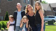Gibson family in the driveway of house 2 in episode 210, as seen on HGTV's House Hunters Family