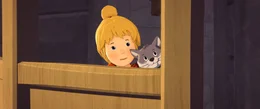 Conni und Kater Mau verstecken sich, denn Haustiere sind in der Herberge nicht erlaubt.