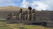 Die Moai sind jeweils mehrere Meter hoch. Das gr&ouml;&szlig;te Exemplar ist unvollendet und misst 21 Meter. Die aufgestellten Skulpturen wenden dem Meer den R&uuml;cken zu und "blicken" ins Landesinnere.