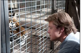 Matt Damon gets up close and personal with one of his new four-legged neighbors, in WE BOUGHT A ZOO.