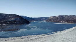 Hudson River im Winter.