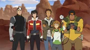 l-r: Shiro, Keith, Lance, Pidge, Hunk