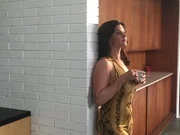 Betty eavesdrops in the kitchen. Betty eavesdrops in the kitchen.