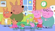 v.li.: Mummy Kangaroo, Kylie Kangaroo, Daddy Kangaroo, Joey Kangaroo, George Pig, Mummy Pig, Peppa Pig, Daddy Pig