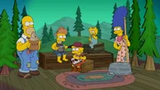 Der Wandel zur Waldorfschule zeigt seine Wirkung schnell: (v.l.n.r.) Homer, Bart, Lisa, Maggie und Marge ...