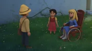 Heidi, Peter und Clara überlegen, wie man Fräulein Rottenmeier verschrecken könnte. Heidi, Peter und Clara überlegen, wie man Fräulein Rottenmeier verschrecken könnte.