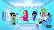 v.li.: Robin, Starfire, Raven, Cyborg, Beast Boy (oben)