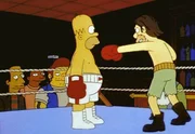 Da Homer nie k.o. geht, avanciert er zum Box-Champ.