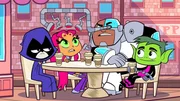 v.li.: Raven, Starfire, Cyborg, Beast Boy