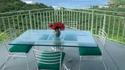 Patio of Sunrise Terrace, shown to clients Adams Hayne and Julie Hayne, in St. Croix, USVI, as seen on HGTV's Caribbean Life. Patio of Sunrise Terrace, shown to clients Adams Hayne and Julie Hayne, in St. Croix, USVI, as seen on HGTV's Caribbean Life.