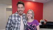 Host David Bromstad (left) and real estate agent Jenn Jones (right) meet to go over house options for the winners.