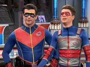 L-R: Captain Man / Ray Manchester (Cooper Barnes), Henry Hart (Jace Norman)