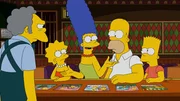 Geschichtenzeit: Marge (M.) klärt Moe (l.), Lisa (2.v.l.), Bart (r.) und Homer (2.v.r.) auf, wie intensiv sich die Kinder vor Jahren noch gestritten haben ... Geschichtenzeit: Marge (M.) klärt Moe (l.), Lisa (2.v.l.), Bart (r.) und Homer (2.v.r.) auf, wie intensiv sich die Kinder vor Jahren noch gestritten haben ...