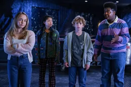 Abby James Witherspoon as Lizzie, Momona Tamada as Maya, Walker Scobell as Charlie, and Keith L. Williams as Berger in Secret Headquarters from Paramount Pictures. Photo credit: Hopper Stone/Paramount Pictures.