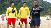 L-R: Kainalu (Alex Aiono), Laka Hanohano (Kekoa Kekumano), Harlan 'Sonny' Jennings (Robbie Magasiva)