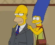 Mit dem richtigen Stil soll Homer (l.) schnell bef&ouml;rdert werden, denkt zumindest seine Frau Marge (r.), die ihn neu eingekleidet hat ...