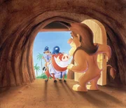 "Disneys Abenteuer mit Timon & Pumbaa", "Ein kunterbunter Fang / Der richtige Riecher." Ein kunterbunter Fang: Pumbaa verhindert, dass Pumbaa einen Schmetterling vernascht. Da taucht ein Insektensammler auf, der das wundersch&ouml;ne Gesch&ouml;pf einf&auml;ngt. Um an dessen Sammlung zu kommen, m&uuml;ssen die beiden einen Wachhund &uuml;berlisten. Dieser entpuppt sich als Tiger. Der richtige Riecher: Timon beleidigt Pumbaa, als er ihm sagt, dass er &uuml;bel rieche. Pumbaa will unbedingt etwas dagegen unternehmen. Er hat Angst, seinen besten Freund zu verlieren.