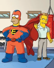 Bart und Milhouse überzeugen den Comic-Verkäufer, sein Werk "Everyman" zu veröffentlichen. Es wird ein Super-Hit und schnell ist klar, dass die Comicreihe verfilmt wird. Durch unglückliche Umstände bekommt Homer (l.) die Titelrolle ... Bart und Milhouse überzeugen den Comic-Verkäufer, sein Werk "Everyman" zu veröffentlichen. Es wird ein Super-Hit und schnell ist klar, dass die Comicreihe verfilmt wird. Durch unglückliche Umstände bekommt Homer (l.) die Titelrolle ...