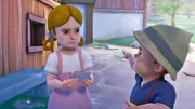 Willi hat eine Idee, wo der erste Zettel versteckt sein könnte und hilft Theresa damit. Willi hat eine Idee, wo der erste Zettel versteckt sein könnte und hilft Theresa damit.