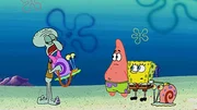 L-R: Squidward, Snellie, Patrick, SpongeBob, Gary. L-R: Squidward, Snellie, Patrick, SpongeBob, Gary.