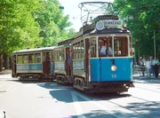 Oldtimer Straßenbahn in Stockholm.
