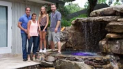 John Belsito, Brenda Belsito and Sophia Belsito with Lucas Congdon in front of their new pool.