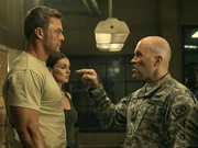 L-R: Jack Reacher (Alan Ritchson), Karla Dixon (Serinda Swan), Hortense Fields (Josh Blacker)