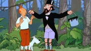 Tim (l.) und Struppi finden den verr&uuml;ckt gewordenen Professor Siclone (r.) im Dschungel Indiens. Sie m&uuml;ssen herausfinden, was passiert ist.