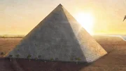 In einem computergenerierten Bild beginnt die Schwarze Pyramide im Boden zu versinken.