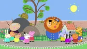 l-r: Rebecca Rabbit, Candy Cat, Madame Gazelle, Pedro Pony, Danny Dog, Suzy Sheep, Peppa Pig, Mr. Lion, Emily Elephant, Zoe Zebra, Wendy Wolf, Freddy Fox, Gerald Giraffe