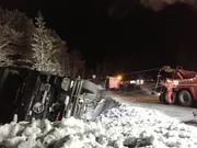 ORKANGER, NORWAY - A tow truck and team at work when a truck has flipped over on the side due to slippery conditions. (Photo Credit: National Geographic Channels) ORKANGER, NORWAY - A tow truck and team at work when a truck has flipped over on the side due to slippery conditions. (Photo Credit: National Geographic Channels)