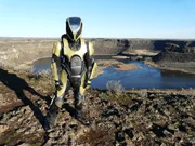 DRAMATIZATION: The spaceman comes to the surface of earth to look for evidence of past civilizations.