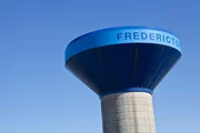 Fredericton water tower is pictured in New Brunswick.