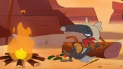 Cowboy Wolf genie&szlig;t das Leben in der Pr&auml;rie.