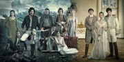 V.l.: Prinzessin Marya (Jessie Buckley), Prinz Nikolai Bolkonsky (Jim Broadbent), Dolochow (Tom Burke), Prinz Nikolai Bolkonsky (Jim Broadbent), Anatole Kuragin (Callum Turner), Helene Kuragin (Tuppence Middleton), Vassily Kuragin (Stephen Rea), Anna Pavlovna (Gillian Anderson), Pierre (Paul Dano), Natasha (Lily James), Andrei (James Norton)
