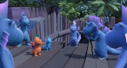 Ganz allein hat sich der kleine Drache Kokosnuss zu den unheimlichen Wasserdrachen in ihre Festung gewagt. Er will versuchen ihr Vertrauen zu gewinnen.