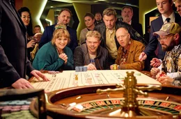 Theresa (Stefanie Reinsperger, li.), Lotto-Otto (Johannes Berzl, Mitte.) und Rudi (Simon Schwarz, re.) geraten in einen regelrechten Gl&uuml;cksspielrausch. Franz (Sebastian Bezzel) ist eher skeptisch.