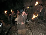 Hist. H&ouml;hlenforscher in der H&ouml;hle.
