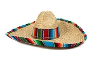 Decorative SombreroStraw Mexican Sombrero on white background Decorative SombreroStraw Mexican Sombrero on white background