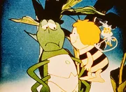 Maja und ihr guter Freund Flip, der Grashüpfer.