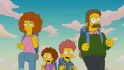 Homer erz&auml;hlt Maggie eine Gute-Nacht-Geschichte und dabei geht es um einen Familienurlaub der Simpsons mit Ned (r.), Rod (2.v.r.), Todd (2.v.l.) und Maude Flanders (l.) ...