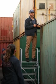 NCIS crosses paths with Whistler's team while investigating a shipping container filled with contraband weapons. Tennant debates arresting Alex's friend's dad, knowing it will cause her friend to move away. Pictured: Vanessa Lachey as Special Agent in Charge Jane Tennant; Noah Mills as Jesse Boone.