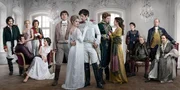 Picture Shows: (L-R) Dolokhov (TOM BURKE), Anatole Kuragin (CALLUM TURNER), Anna Pavlovna (GILLIAN ANDERSON), Prince Vassily Kuragin (STEPHEN REA), Helene Kuragin (TUPPENCE MIDDLETON), Pierre Bezukhov (PAUL DANO), Natasha Rostov (LILY JAMES), Prince Andrei (JAMES NORTON), Nikolai Rostov (JACK LOWDEN), Sonya (AISLING LOFTUS), Princess Marya (JESSIE BUCKLEY), Prince Bolkonsky (JIM BROADBENT), Eddie (ADE EDMONDSON), Countess Rostov (GRETA SCACCHI).