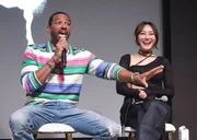 Laz Alonso and Karen Fukuhara attend the The Boys FYC Event at Citizen News in Los Angeles on Sun, May 21, 2023.