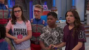 L-R: Kenzie Bell (Madisyn Shipman), Hudson Gimble (Thomas Kuc), Triple G (Benjamin Flores Jr.), Babe Carano (Cree Cicchino)