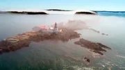 Der Head Harbour Leuchtturm auf Campobello Island steht zwischen der K&uuml;ste Lubec (Maine, USA) und New Brunswick (Kanada).