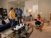 John, Jackson Galaxy, Samantha, their dog, Daisy and cat, Puma.