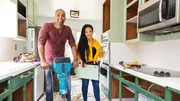 Husband and wife duo Mike Jackson and Egypt Sherrod work together to demo the kitchen for the Schlam residence in Atlanta, Georgia, as seen on Married to Real Estate, Season 3.